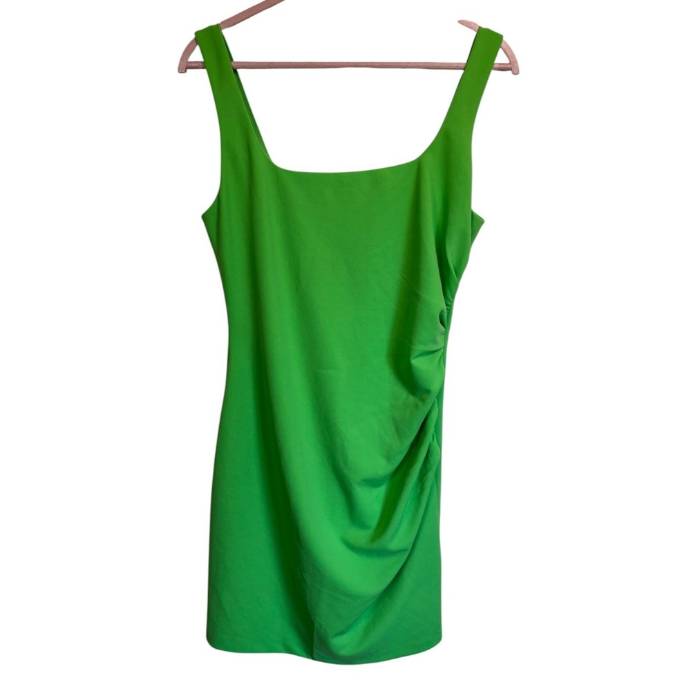 BHLDN Anthropologie Stretch Crepe Ruched Square-Neck Mini Dress Sz M Wedding - Picture 2 of 8